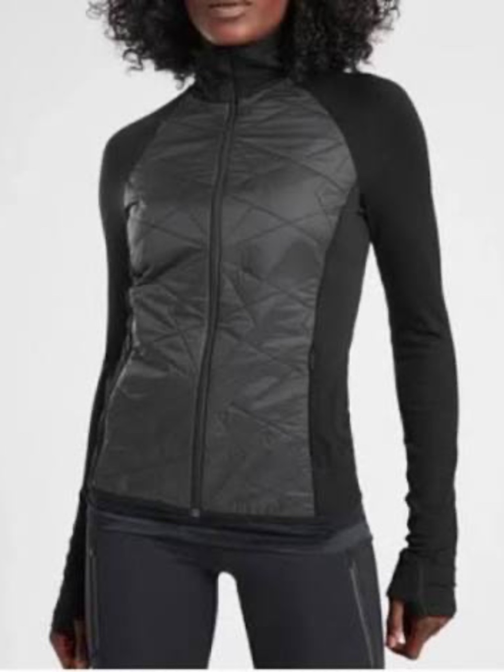 ATHLETA WOMEN'S FLURRY FORCE INSULATED ATHLETIC JACKET BLACK MEDIUM M ~EUC~